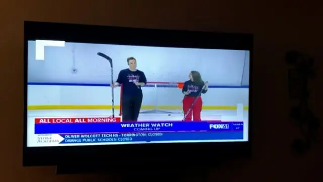 The FOX61 segment on TV, filmed on the ice